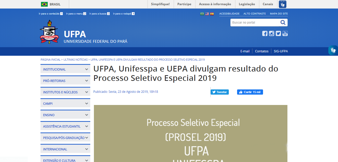 Site Oficial da Universidade Federal do Pará